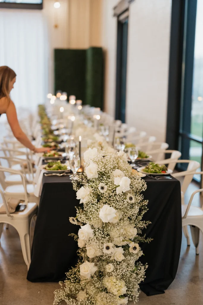 Bride seeing her intimate wedding reception for the first time at PINE in Charlotte NC