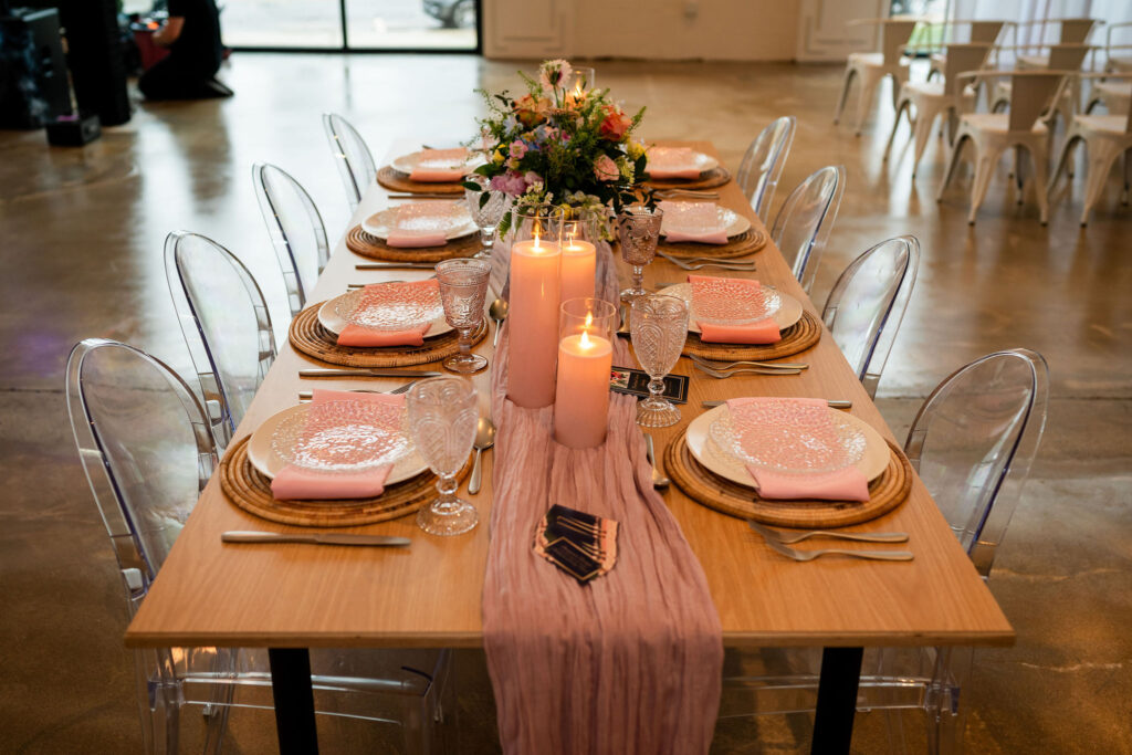 Wedding reception table at PINE