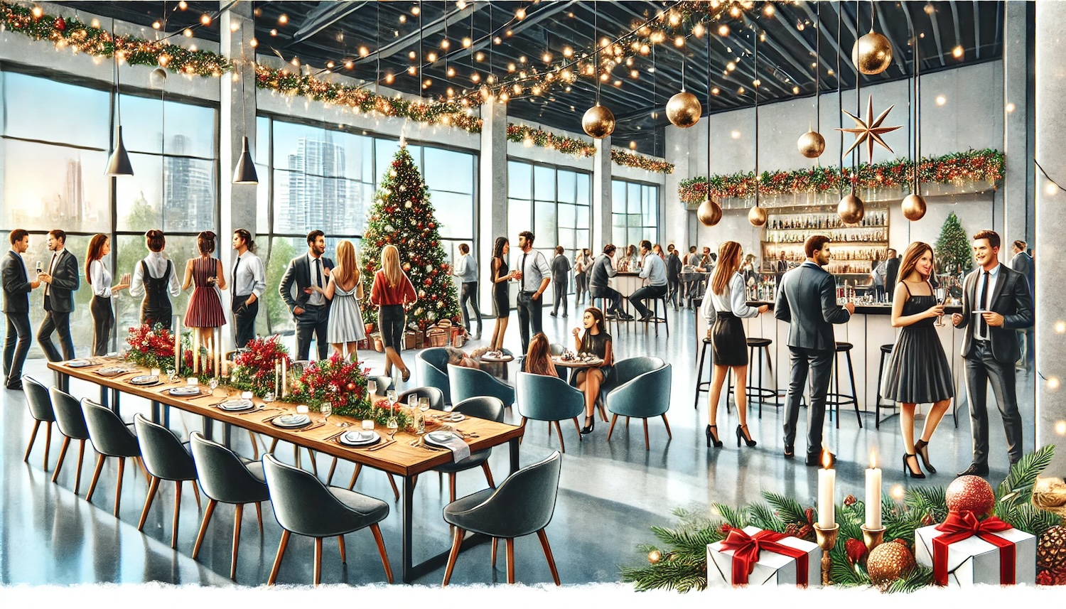 An image of an office holiday party