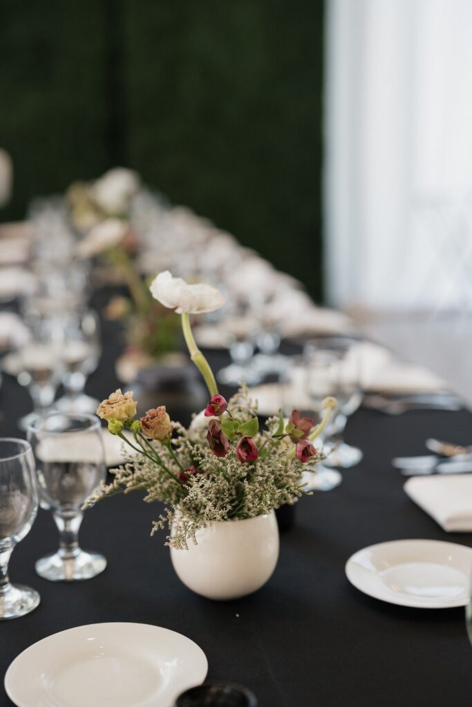 Wedding reception table at PINE