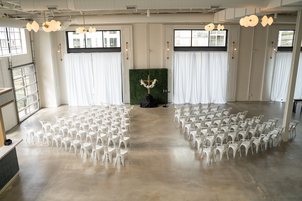 Wedding ceremony setup at PINE