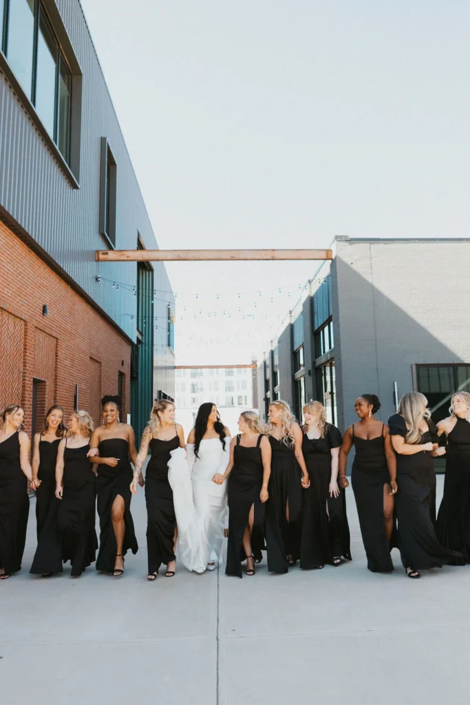 Wedding party outside of PINE in Charlotte
