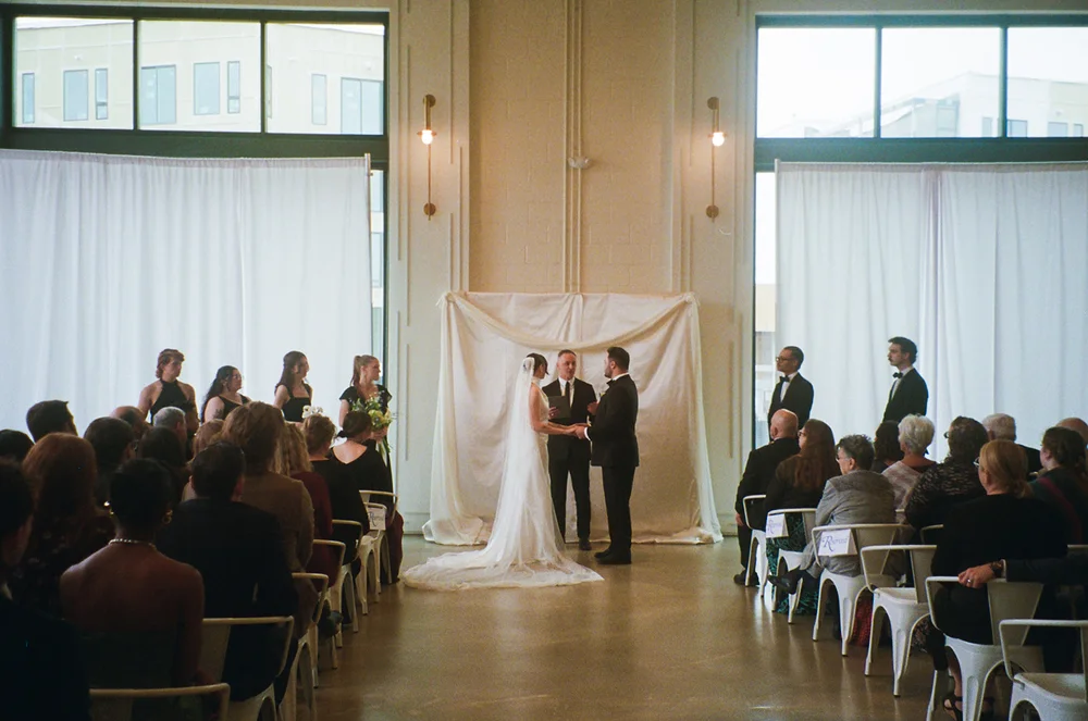 Bride and groom saying their vows at PINE in Charlotte