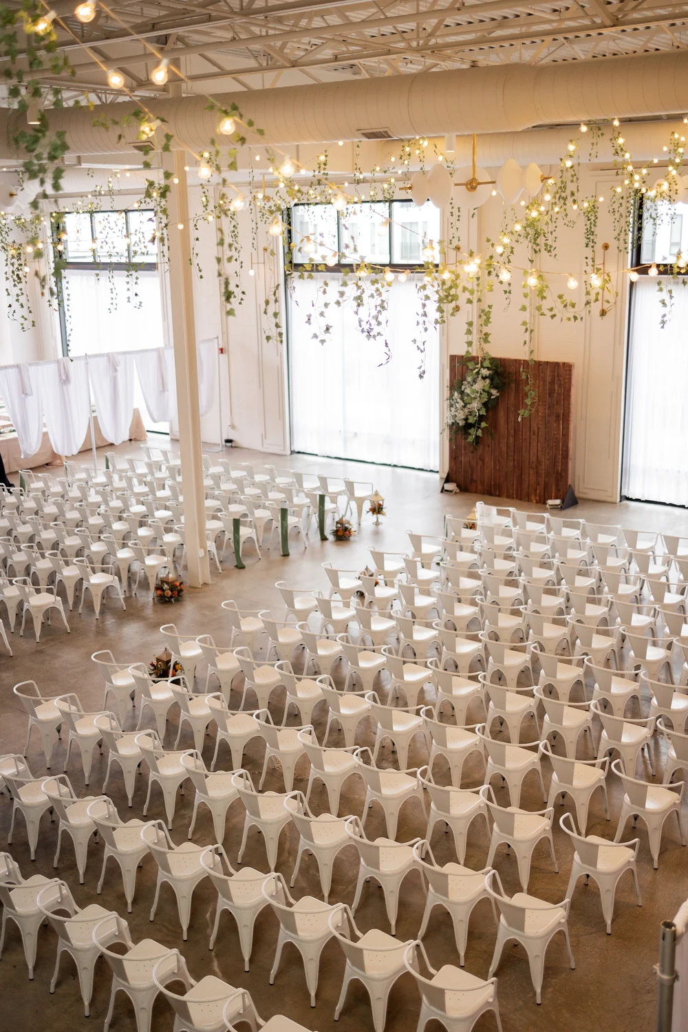 Wedding ceremony at PINE blank canvas venue in Charlotte NC