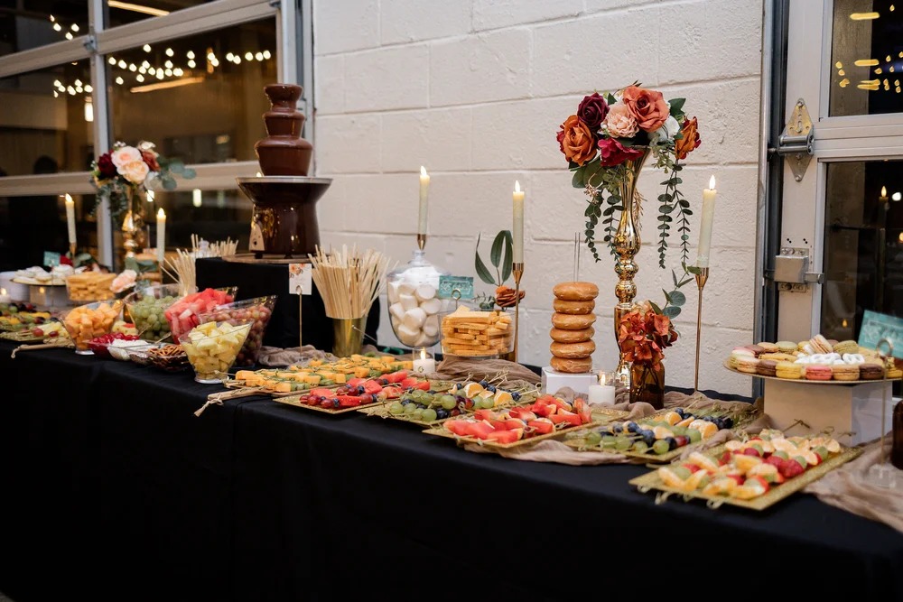 Wedding dessert spread at PINE budget wedding venue in Charlotte NC